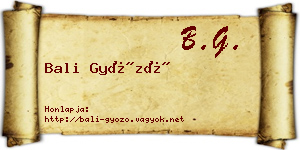 Bali Győző névjegykártya
